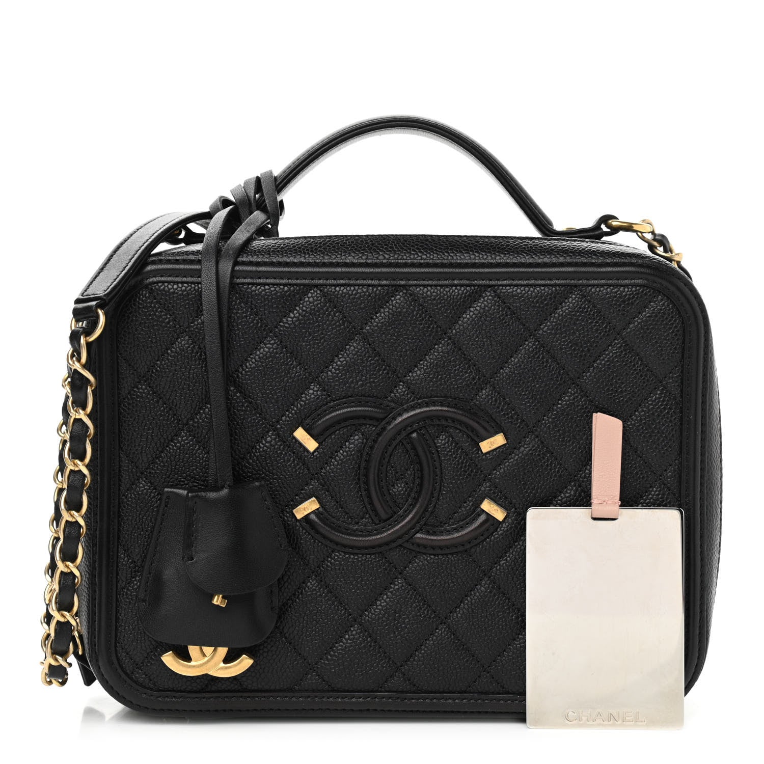 Chanel Caviar Quilted Large CC Filigree Vanity Case Black 1 of 11
