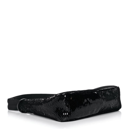 Prada Paillettes Sequin Mini Re-Edition 2000 Bag Black White 4 of 13