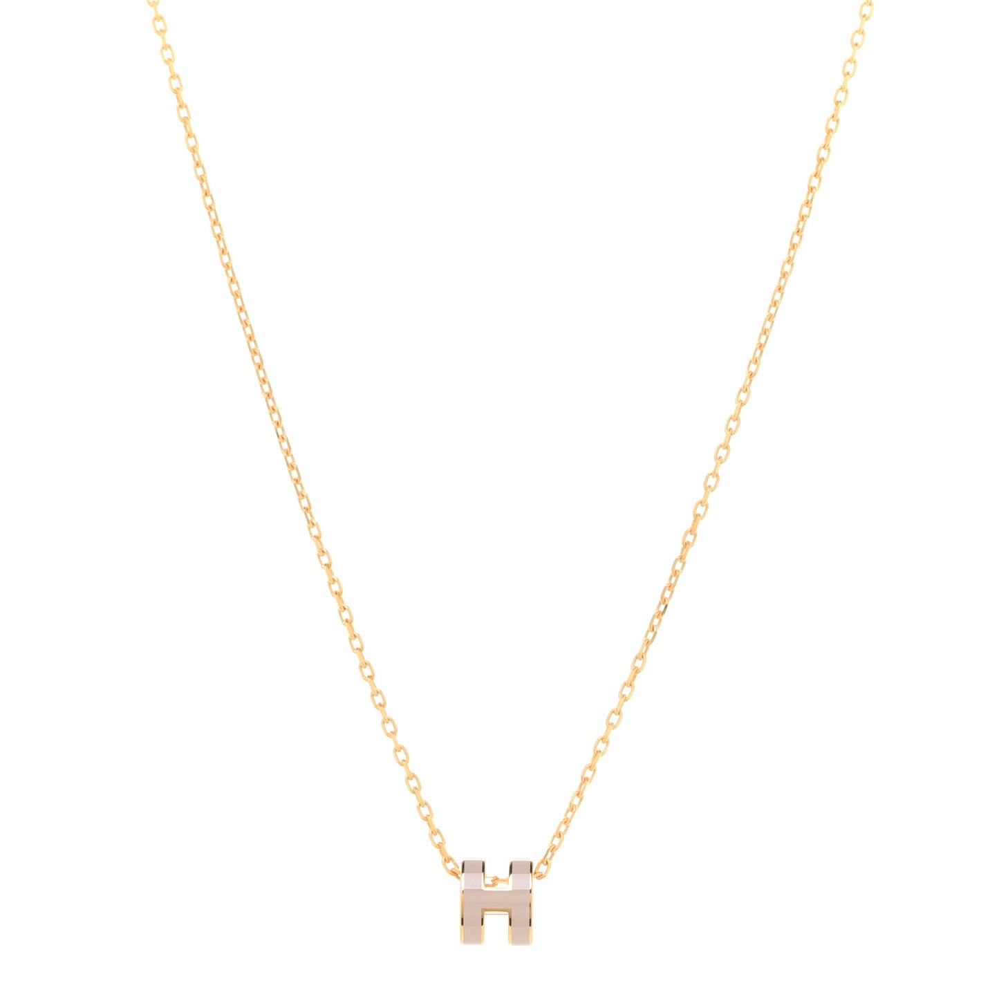Lacquered Rose Gold Mini Pop H Pendant Necklace Marron Glace
