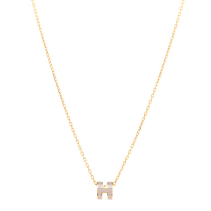 Hermes Lacquered Rose Gold Mini Pop H Pendant Necklace Marron Glace 1 of 8