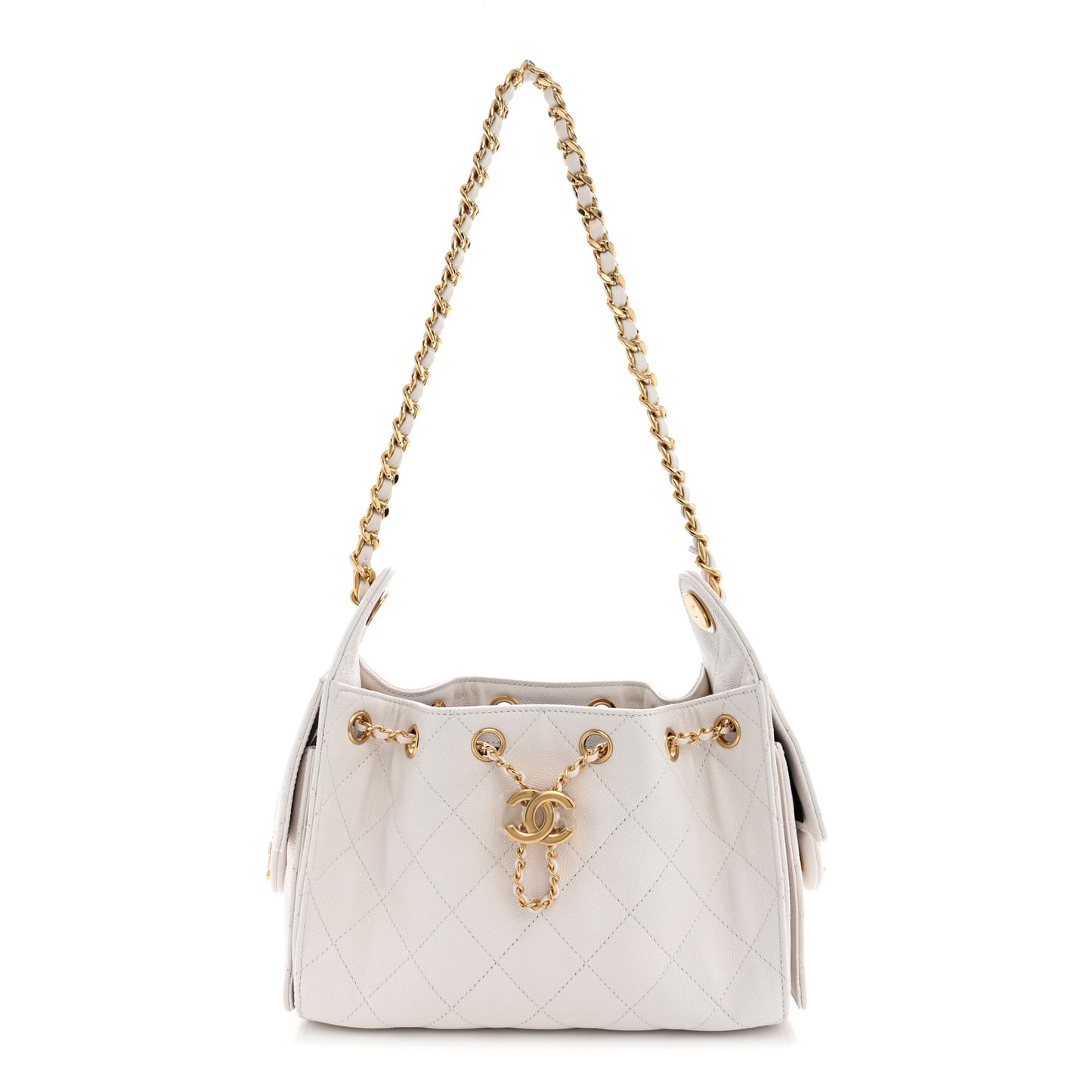 Caviar Quilted Mini Chanel 25 Handbag White