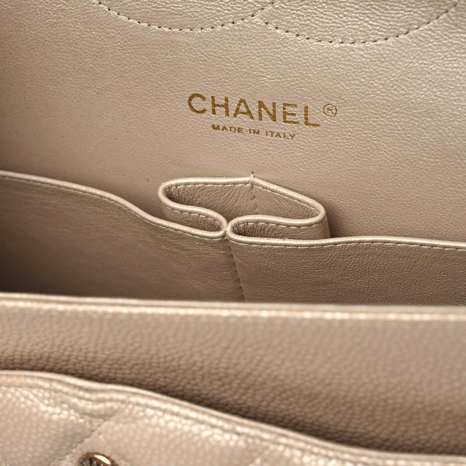 Chanel Iridescent Caviar Quilted Jumbo Double Flap Beige 11 of 16