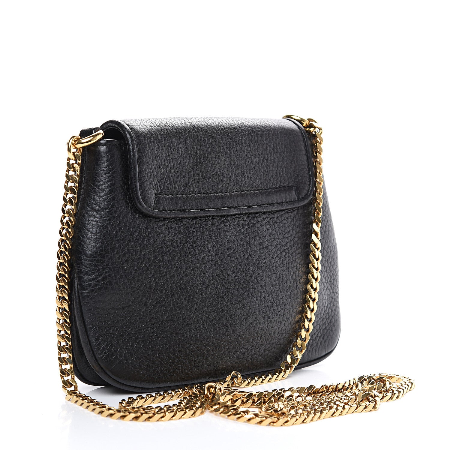 Gucci Pebbled Calfskin Small 1973 Chain Shoulder Bag Black 2 of 10