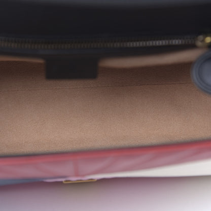 Gucci Calfskin Bamboo Trapuntata Queen Margaret Top Handle Bag Blue Agata Hibiscus Red Mystic White Sugar Pink 5 of 11