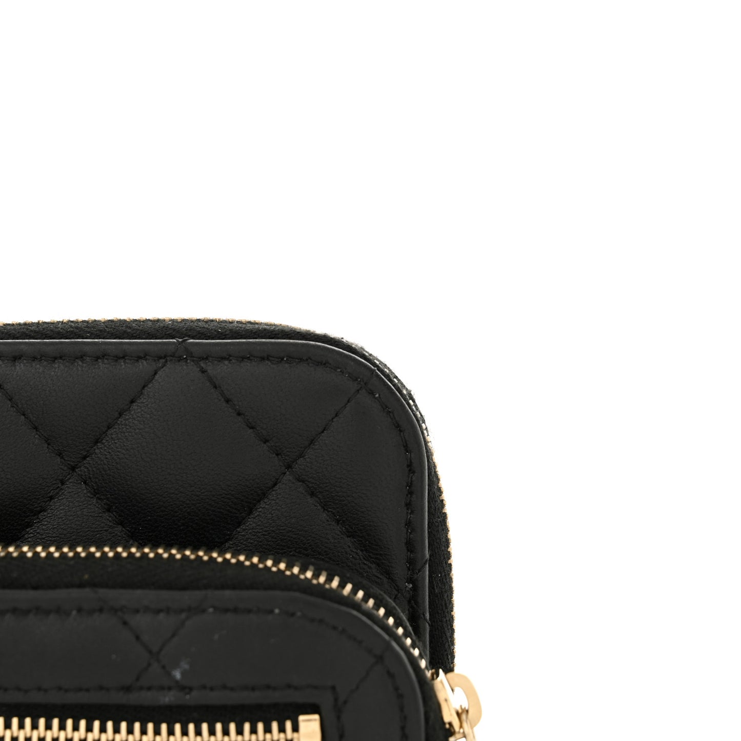 Lambskin Quilted CC Phone Holder Black