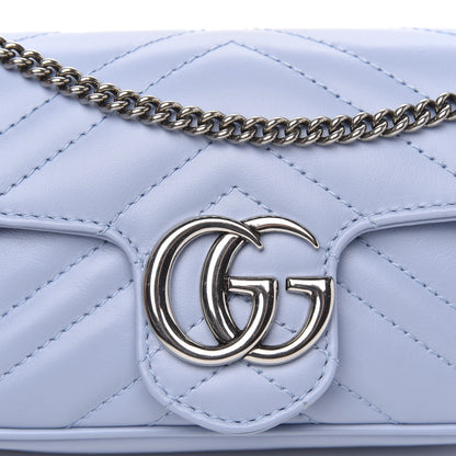 Gucci Calfskin Matelasse Super Mini GG Marmont Shoulder Bag Porcelain Light Blue 9 of 9