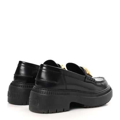 Fendi Vitello Abrasivato Fendigraphy 50mm Loafers 38.5 Black 4 of 12