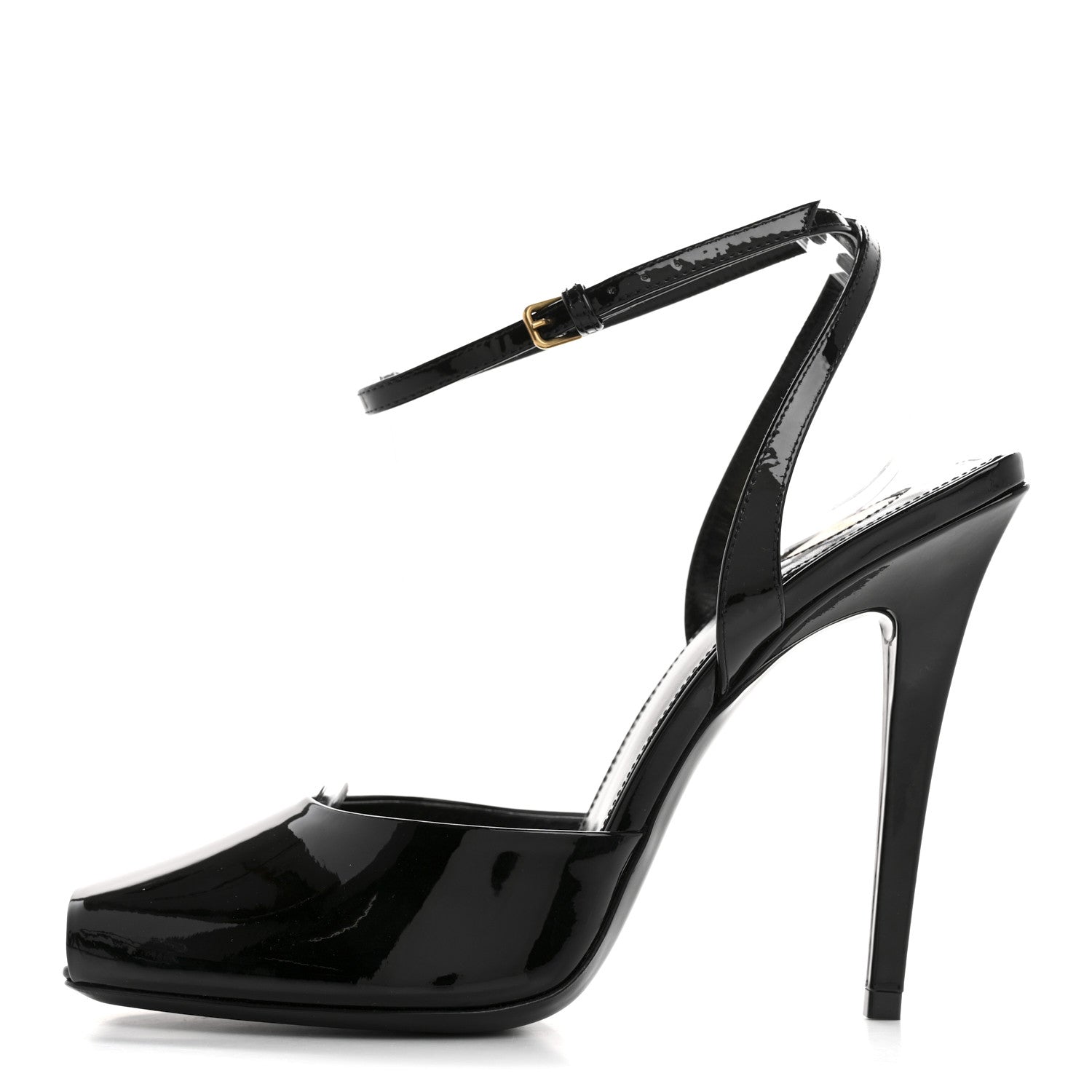 Saint Laurent Patent Calfskin La Scandale 110 Sandals 38.5 Black 1 of 10