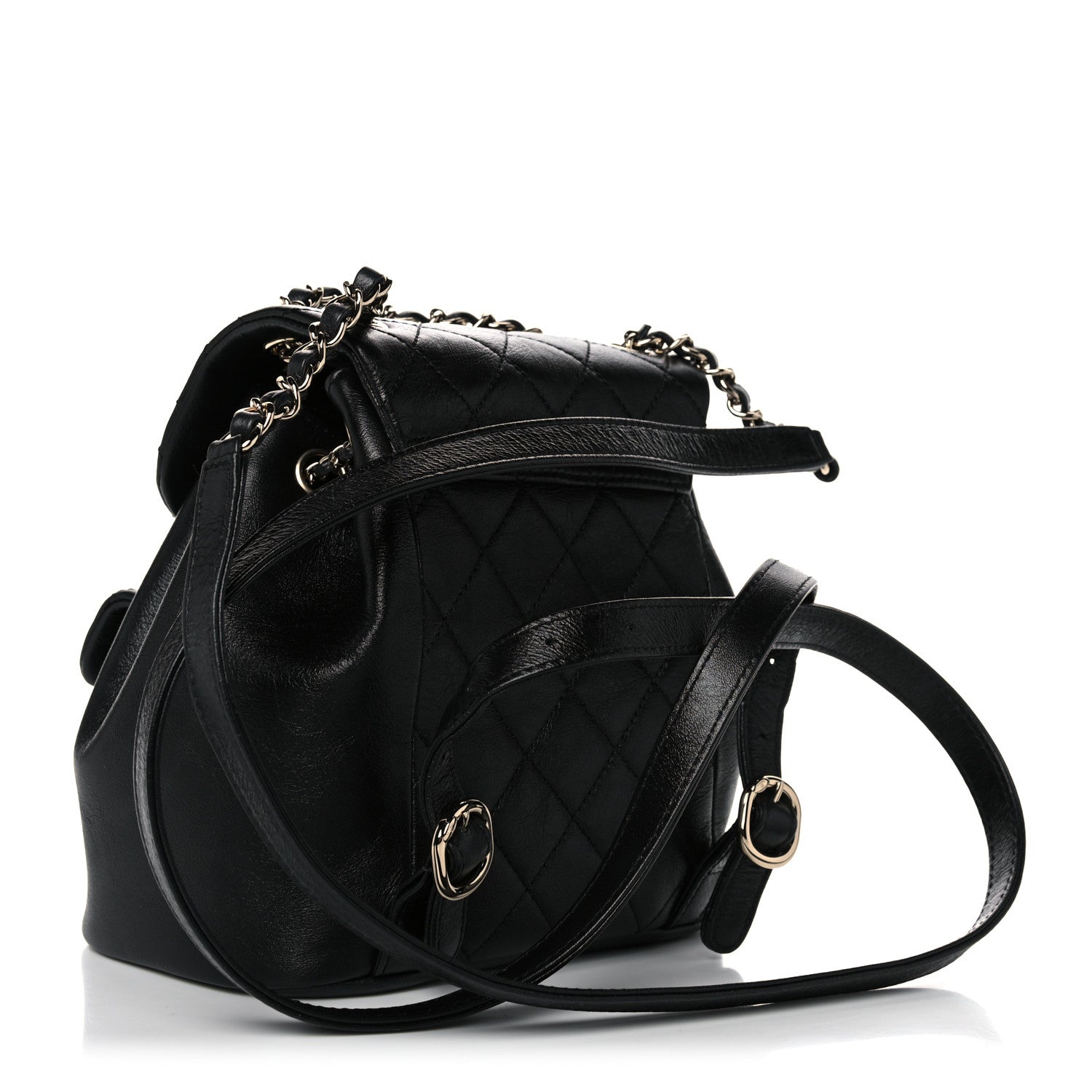 Chanel Glazed Aged Calfskin Quilted Small Duma Drawstring Backpack Black 3 of 10