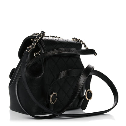 Chanel Glazed Aged Calfskin Quilted Small Duma Drawstring Backpack Black 3 of 10
