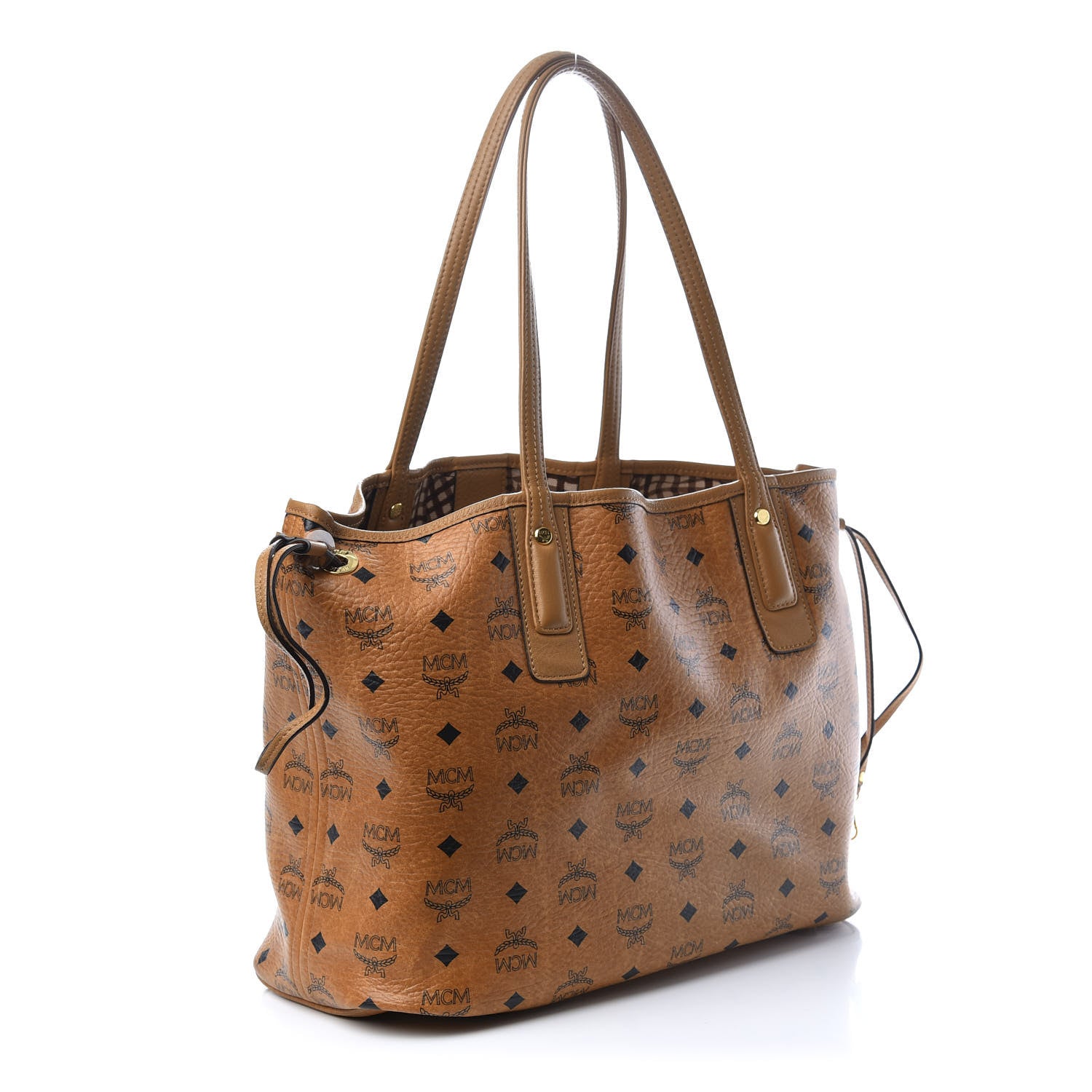 MCM Visetos Medium Liz Reversible Shopper Tote Cognac 5 of 10