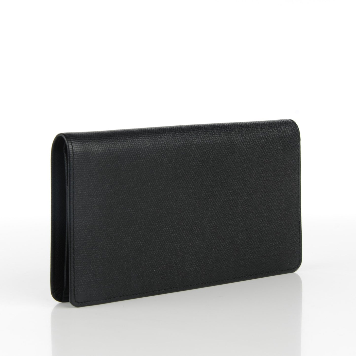 Grained Calfskin CC Button Yen Wallet Black
