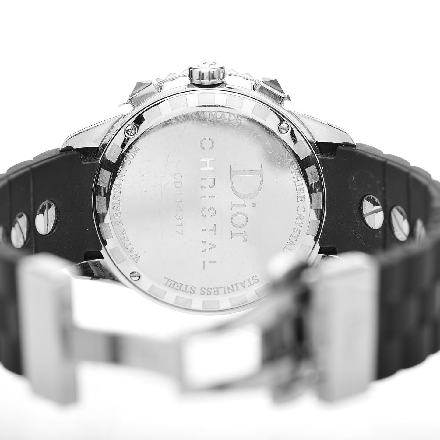 Stainless Steel Rubber Sapphire 38mm Christal Chronograph Quartz Watch Black