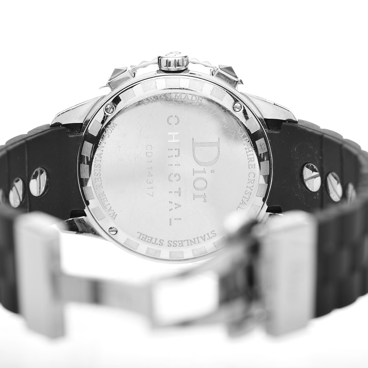 Christian Dior Stainless Steel Rubber Sapphire 38mm Christal Chronograph Quartz Watch Black 6 of 8