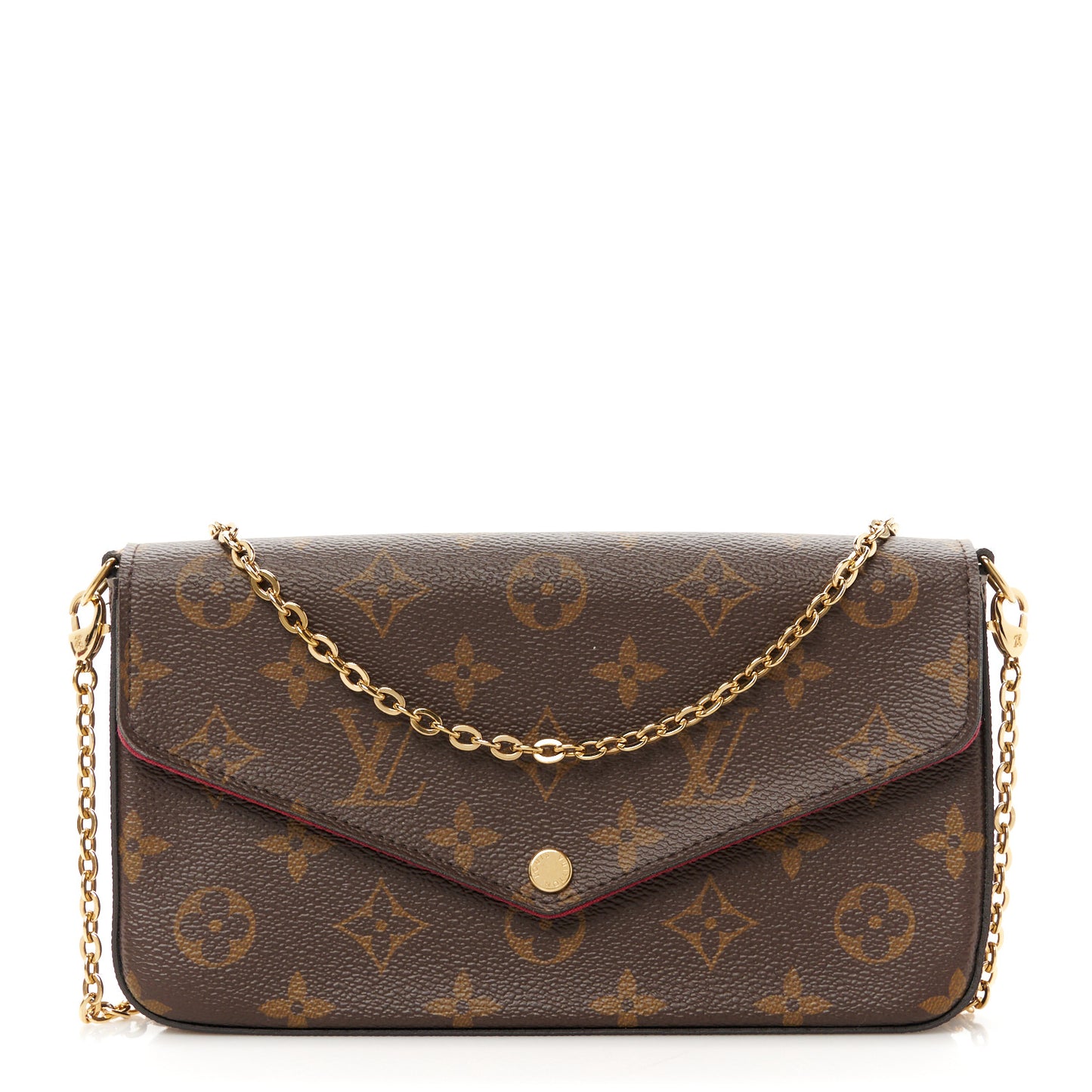 Monogram Pochette Felicie Chain Wallet Fuchsia