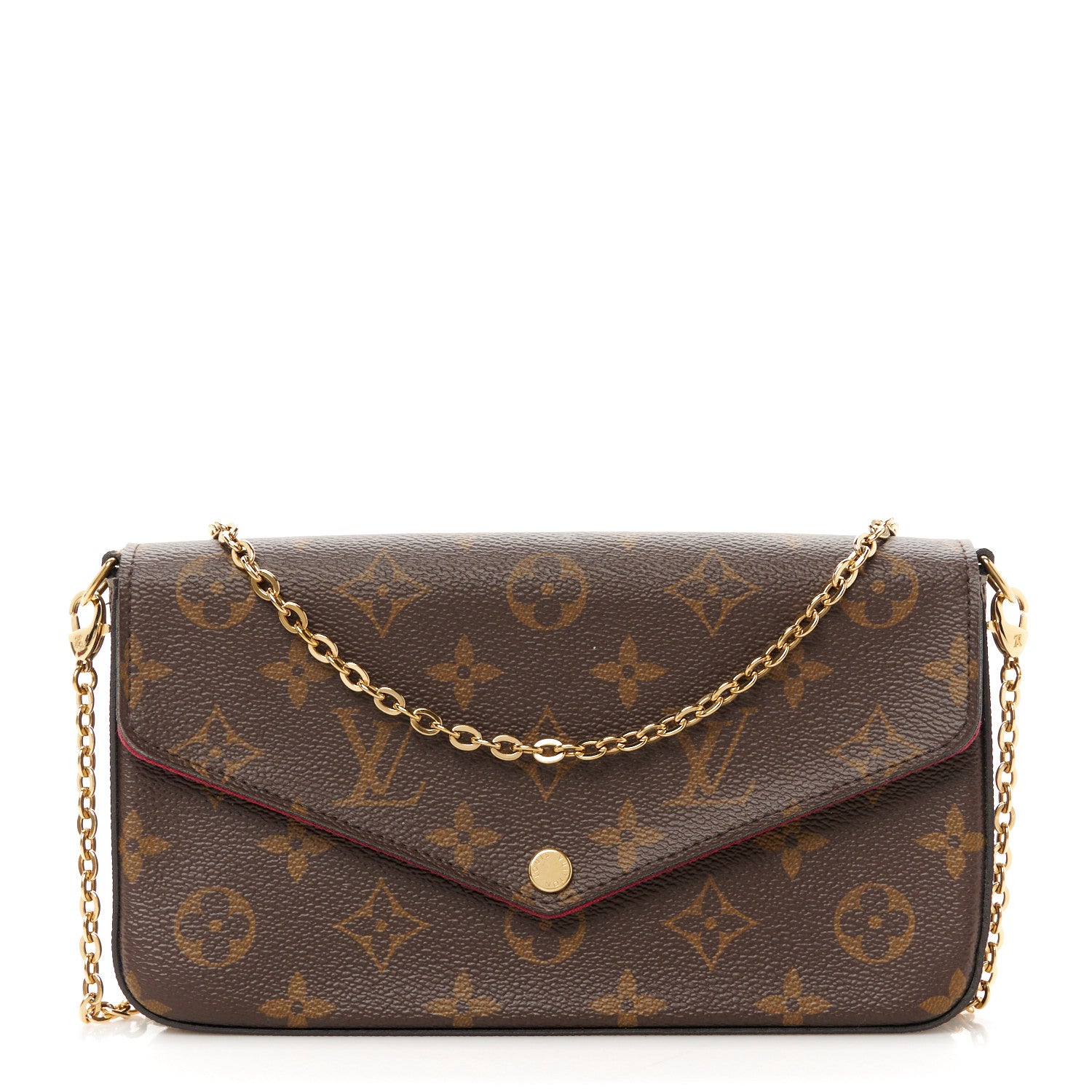 Louis Vuitton Monogram Pochette Felicie Chain Wallet Fuchsia 1 of 15