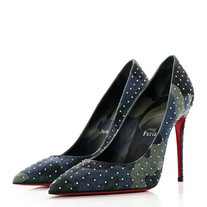 Christian Louboutin Veau Velours Camou Kate Plume 100 Pumps 39 Lin Multi 3 of 8