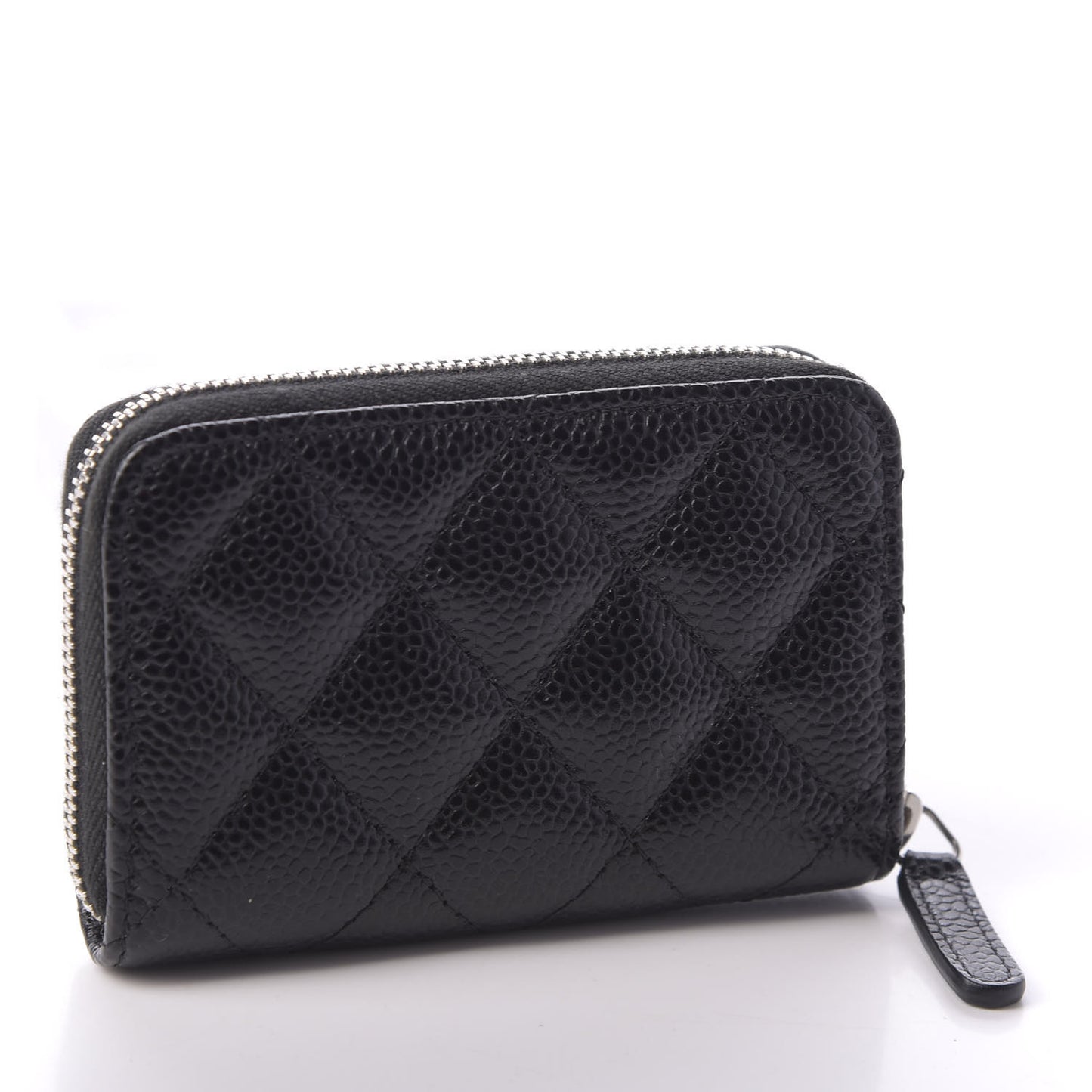 Caviar Quilted Zip Coin Purse Black
