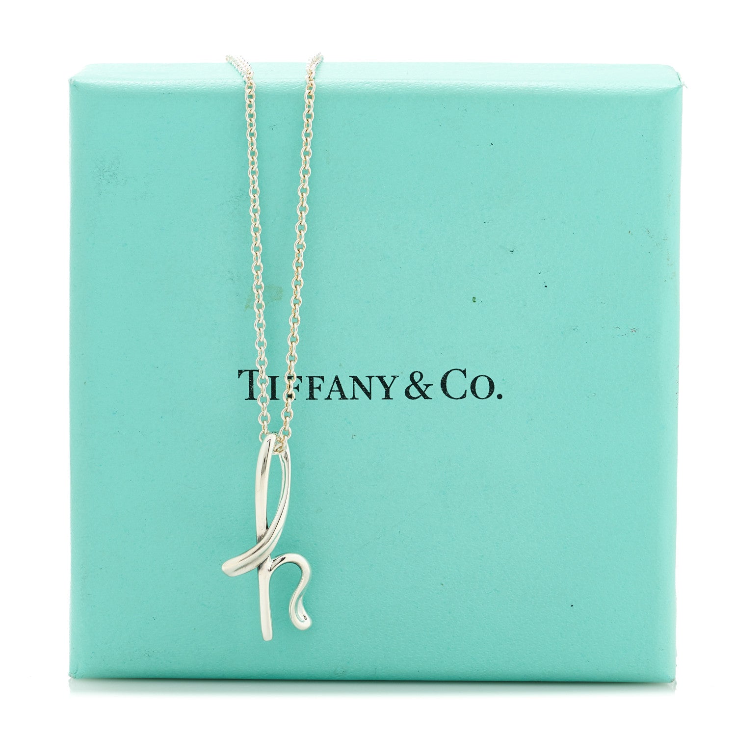 Tiffany Sterling Silver Elsa Peretti Letter H Pendant Necklace 6 of 6
