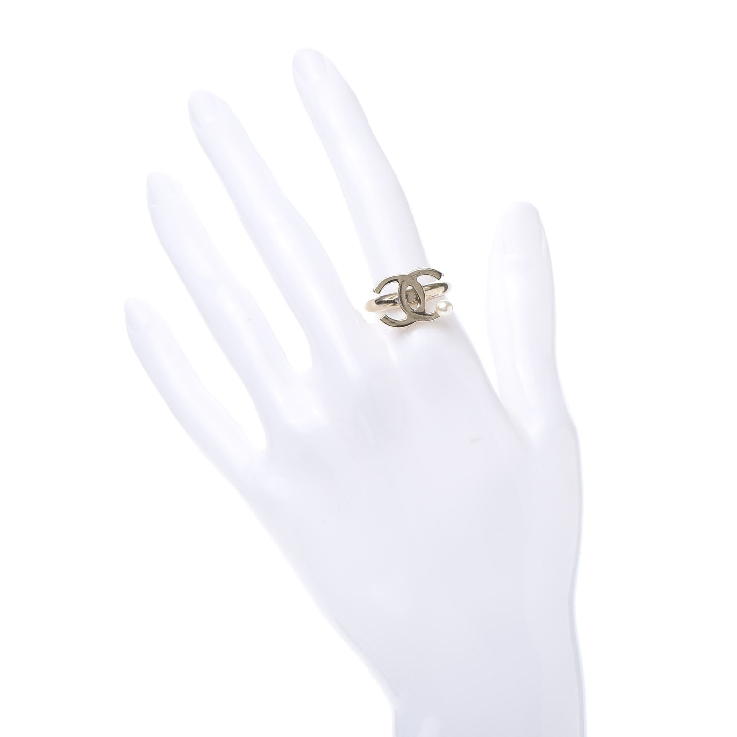 Chanel Pearl CC Ring 6.75 Gold 2 of 5