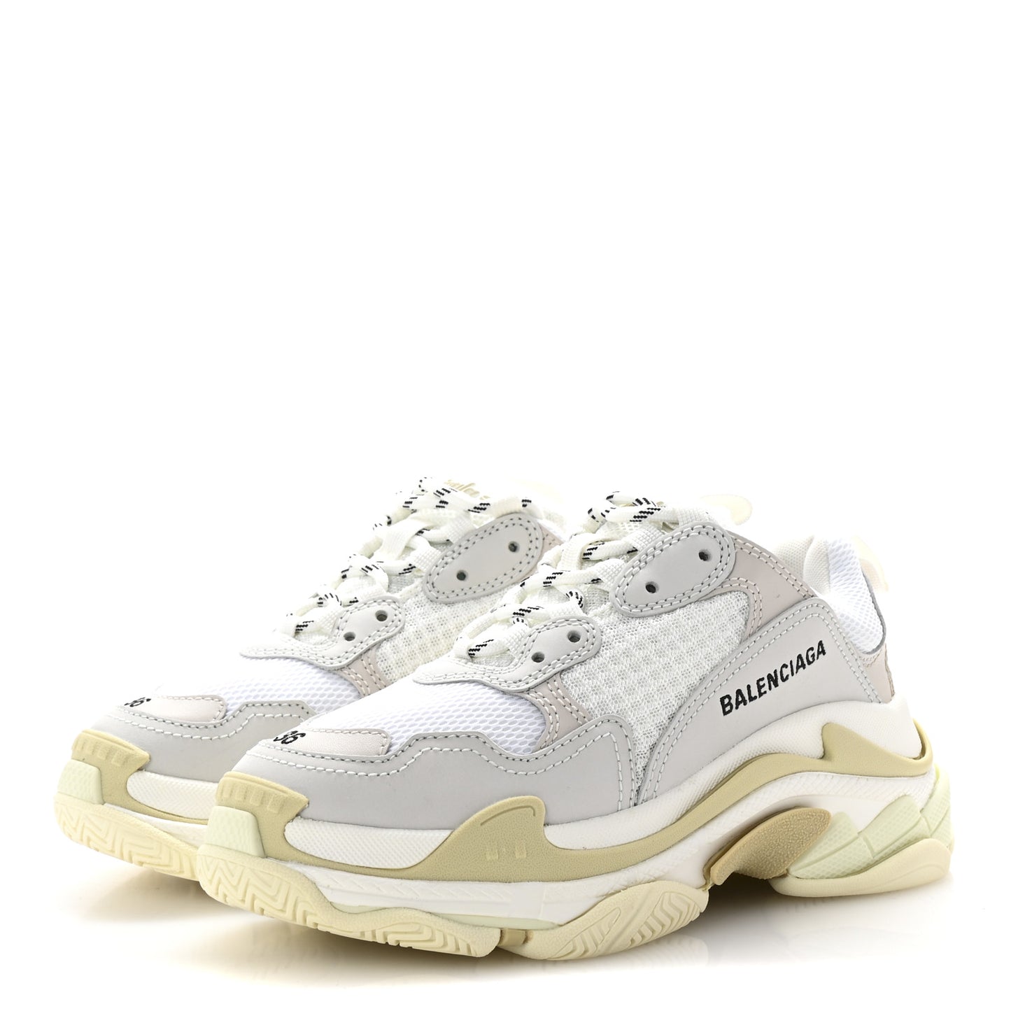 Fabric Mesh Womens Triple S Sneakers 36 White