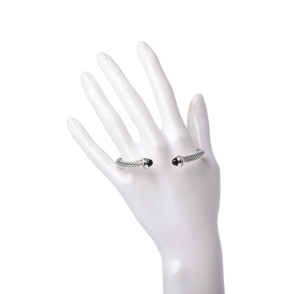 David Yurman Sterling Silver Diamond Black Onyx 5mm Cable Classics Princess Bracelet 2 of 5