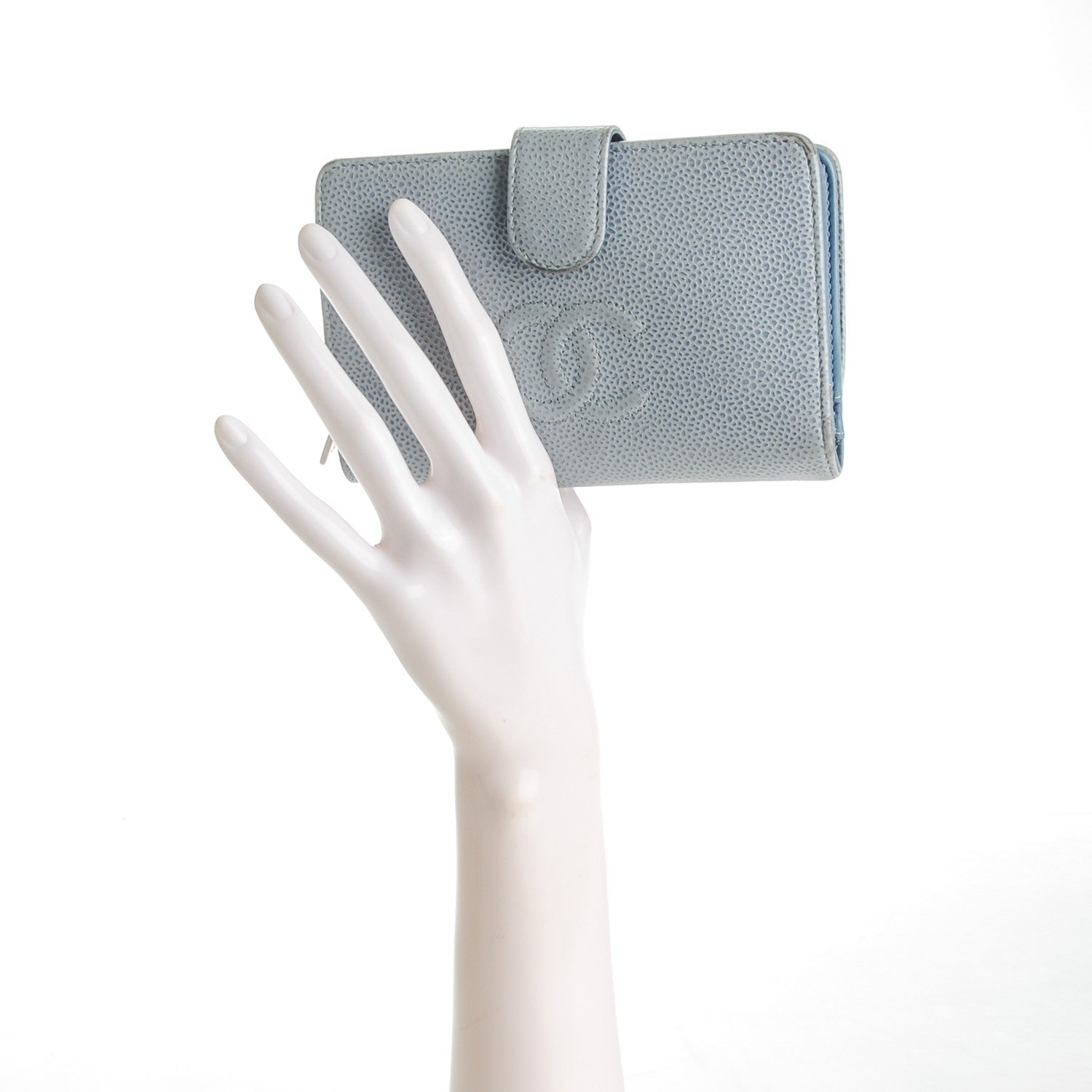 Chanel Caviar CC French Wallet Light Blue 2 of 10