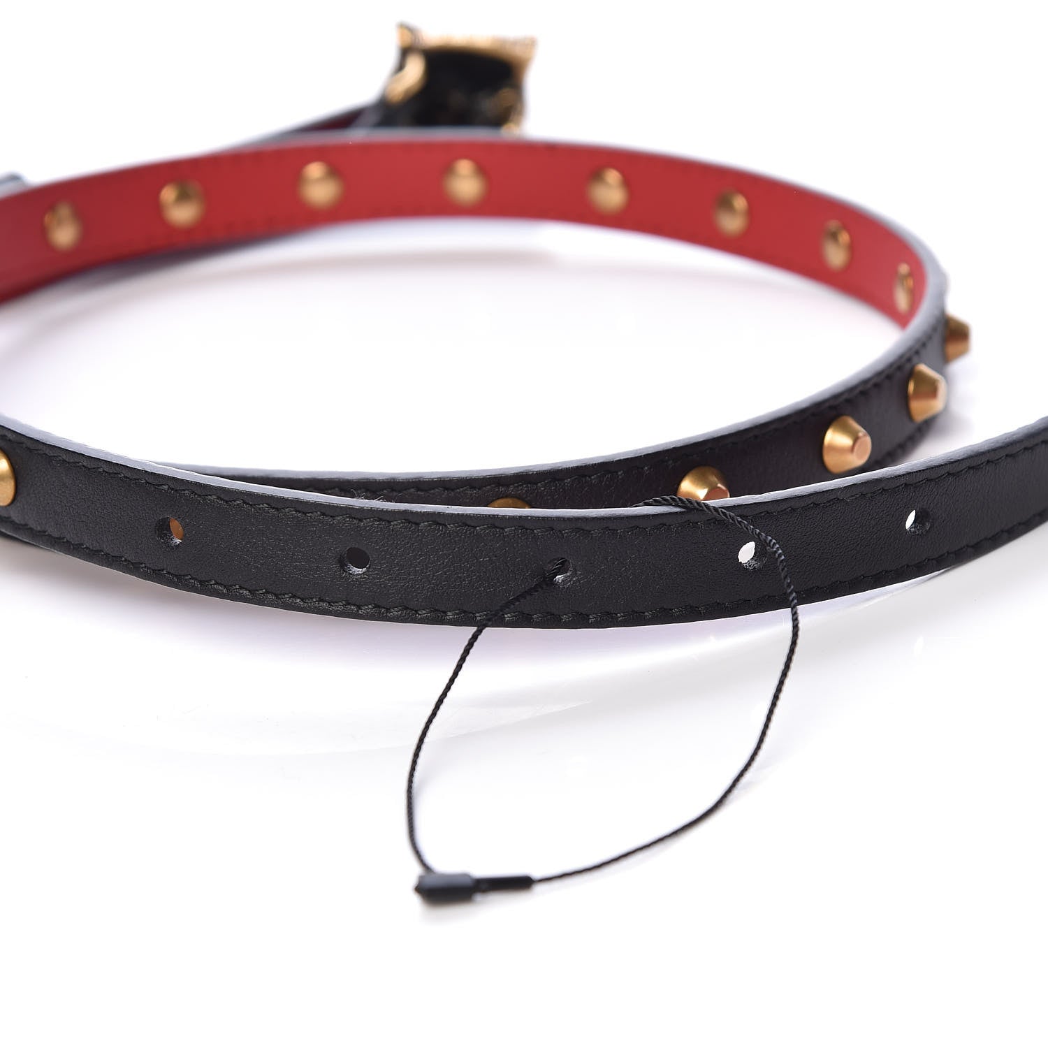 Gucci Calfskin Skinny Studded Feline Belt 85 34 Black 4 of 6