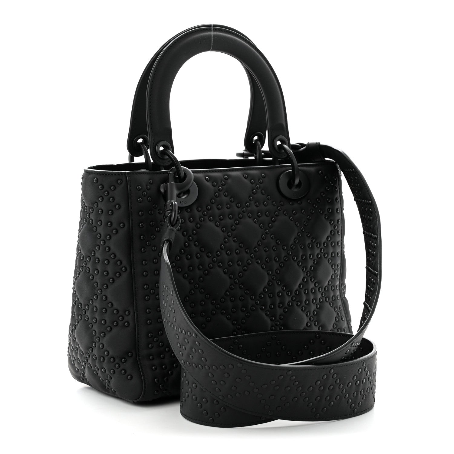 Christian Dior UItra Matte Calfskin Cannage Studded Medium Supple Lady Dior Black 3 of 10