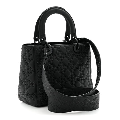 Christian Dior UItra Matte Calfskin Cannage Studded Medium Supple Lady Dior Black 3 of 10