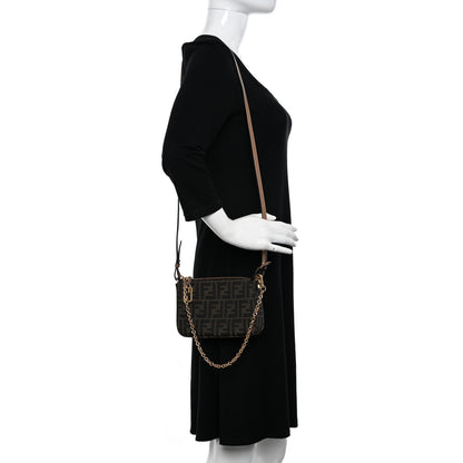 Fendi Fabric Jacquard Vitello Grace FF 1974 Baguette Pouch Tobacco Moro Sand 2 of 10