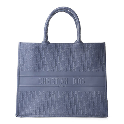 Christian Dior Oblique Calfskin Embossed Book Tote Denim Blue 1 of 11