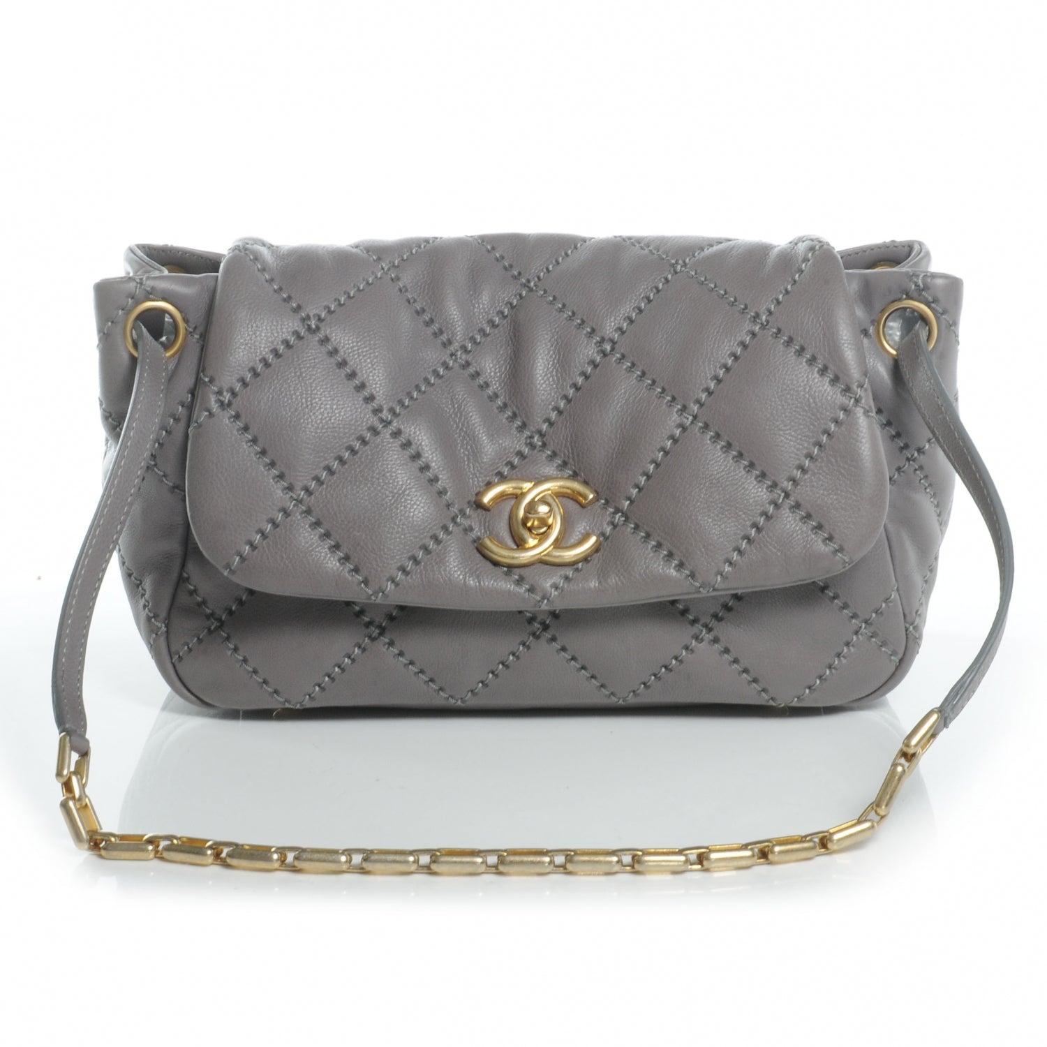 Chanel Calfskin Quilted Retro Chain Flap Grey 1 of 8