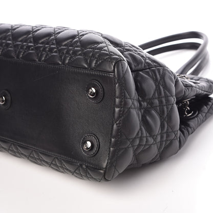 Christian Dior Lambskin Cannage Stitched Drawsting Tote Black 6 of 9