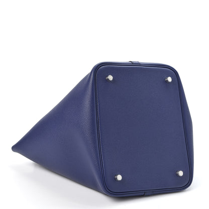 Hermes Epsom Tressage De Cuir Picotin Lock 22 MM Bleu Encre Brique Black 3 of 9