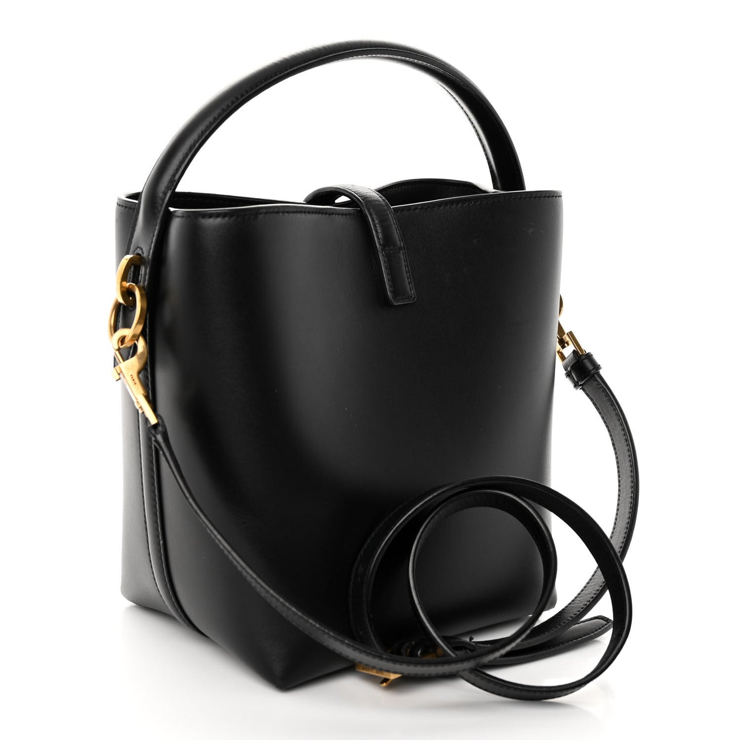 Shiny Calfskin Le 37 Bucket Bag Black