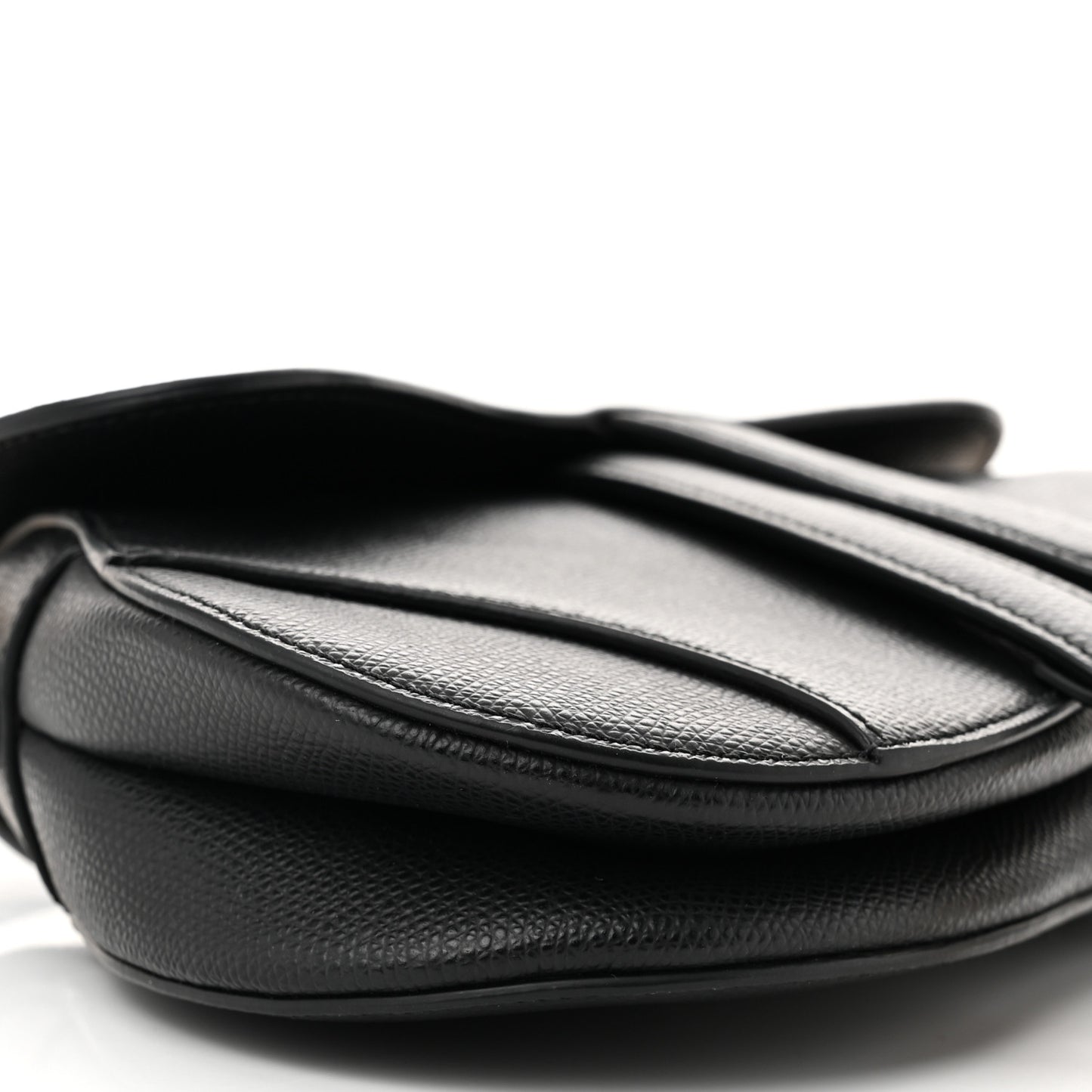 Grained Calfskin Mini Saddle Bag Black
