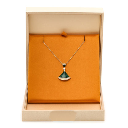 Bulgari 18K Yellow Gold Diamond Malachite Divas' Dream Pendant Necklace 7 of 7