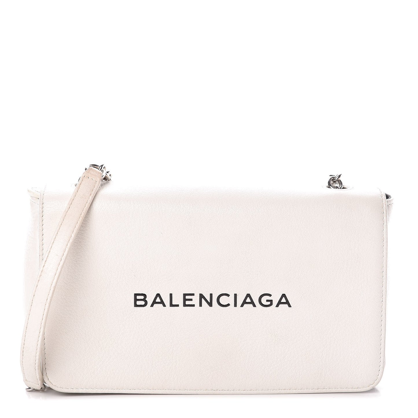 Pebbled Calfskin Everyday Chain Wallet White