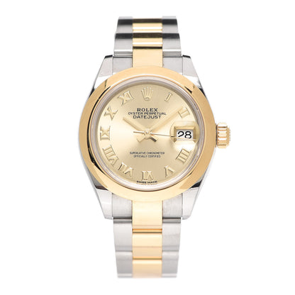 Rolex Stainless Steel 18K Yellow Gold 28mm Oyster Perpetual Datejust Watch Champagne Roman 279163 1 of 6
