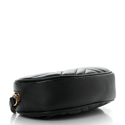 Gucci Calfskin Matelasse GG Marmont Belt Bag 75 30 Black 3 of 12