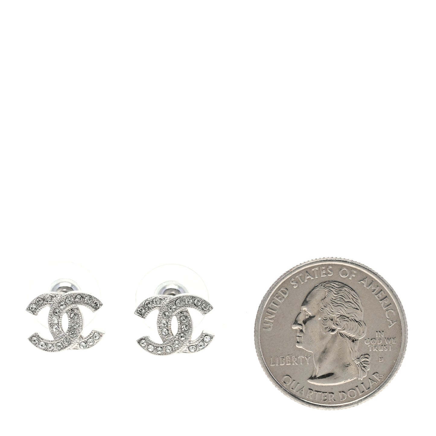 Crystal Mini CC Earrings Silver