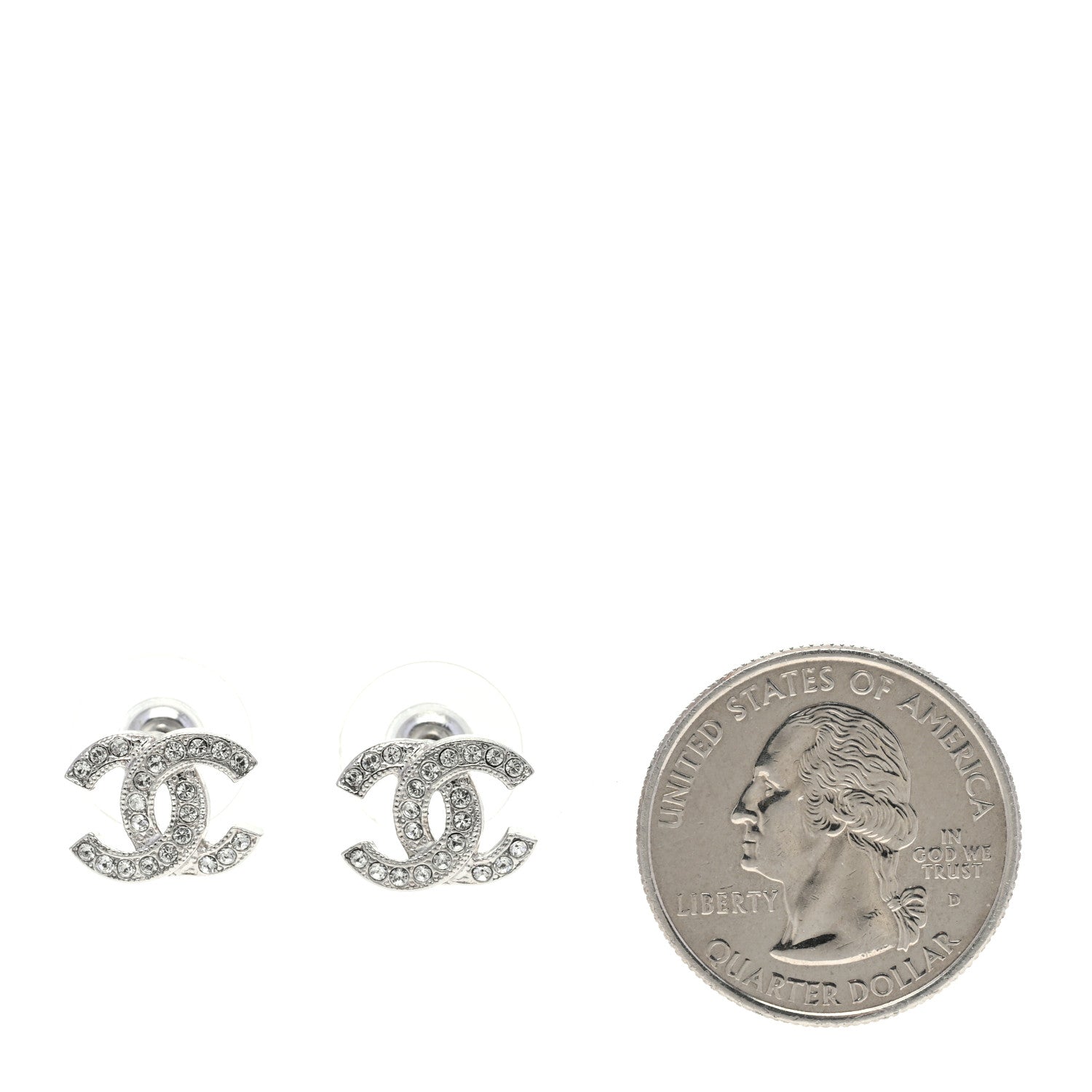 Chanel Crystal Mini CC Earrings Silver 2 of 5