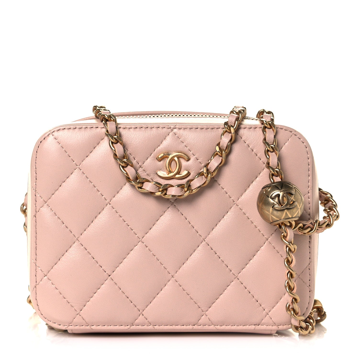 Chanel Lambskin Quilted CC Pearl Crush Camera Case Light Beige 1 of 7