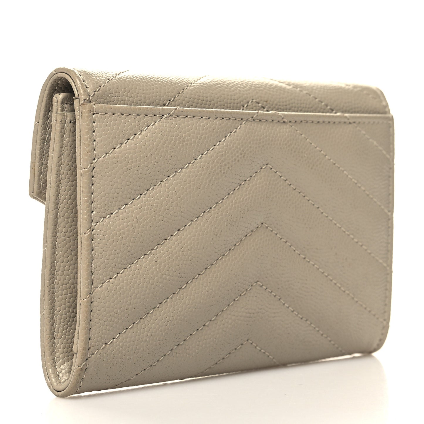 Grain De Poudre Matelasse Chevron Small Monogram Envelope Wallet Dark Beige