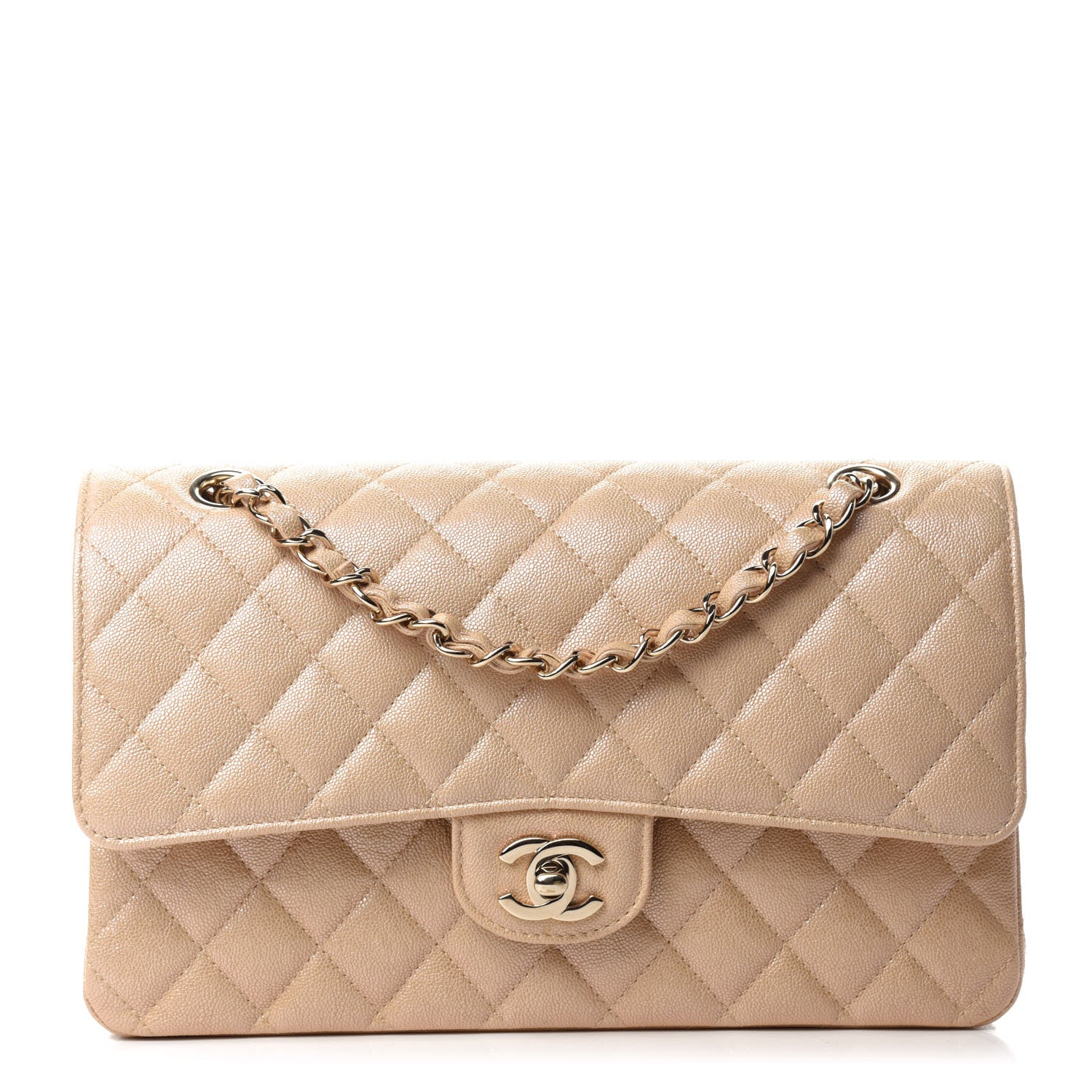 Chanel Iridescent Caviar Quilted Medium Double Flap Beige 1 of 11