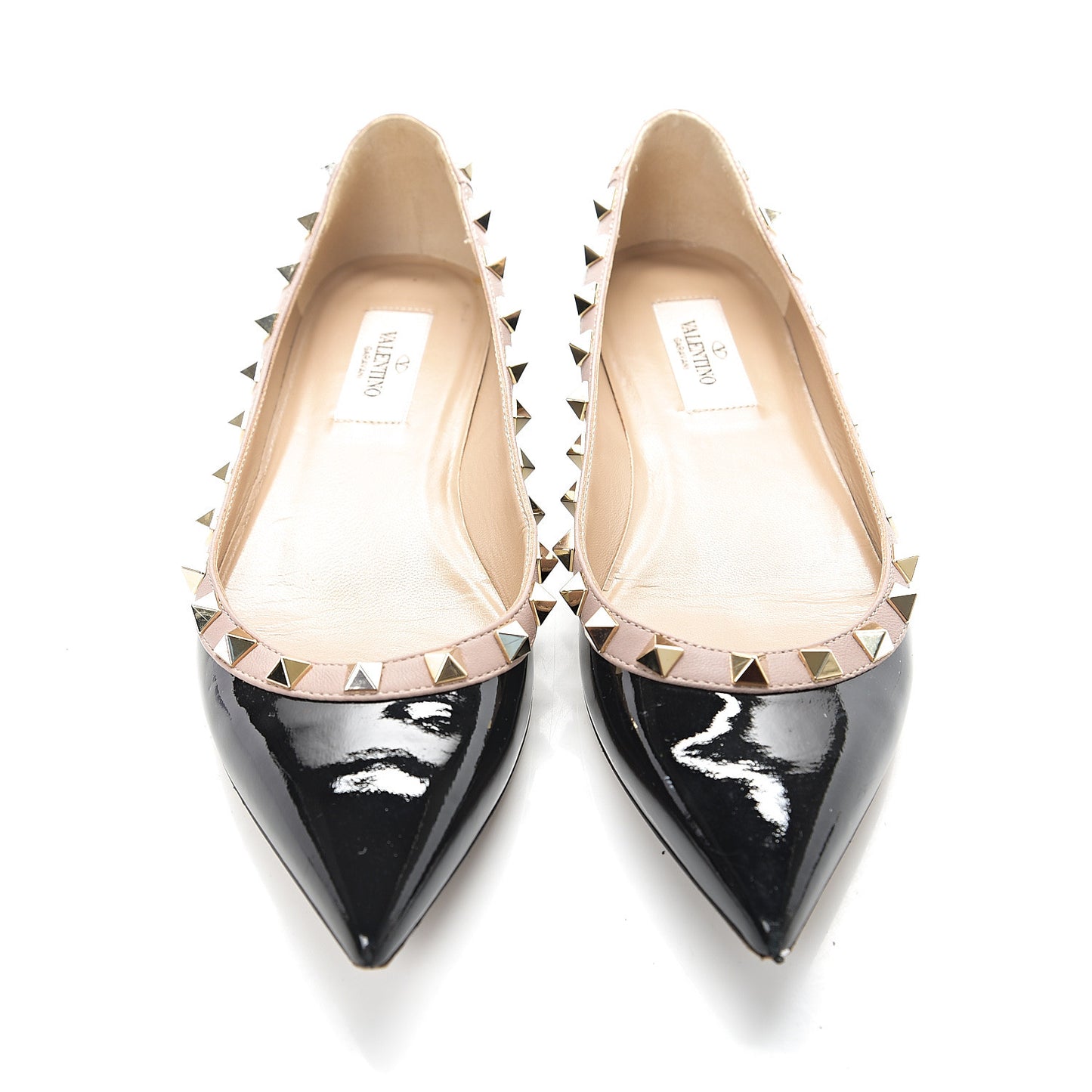 Patent Rockstud Ballerina Flats 35.5 Black Poudre