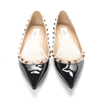 Valentino Garavani Patent Rockstud Ballerina Flats 35.5 Black Poudre 13 of 13
