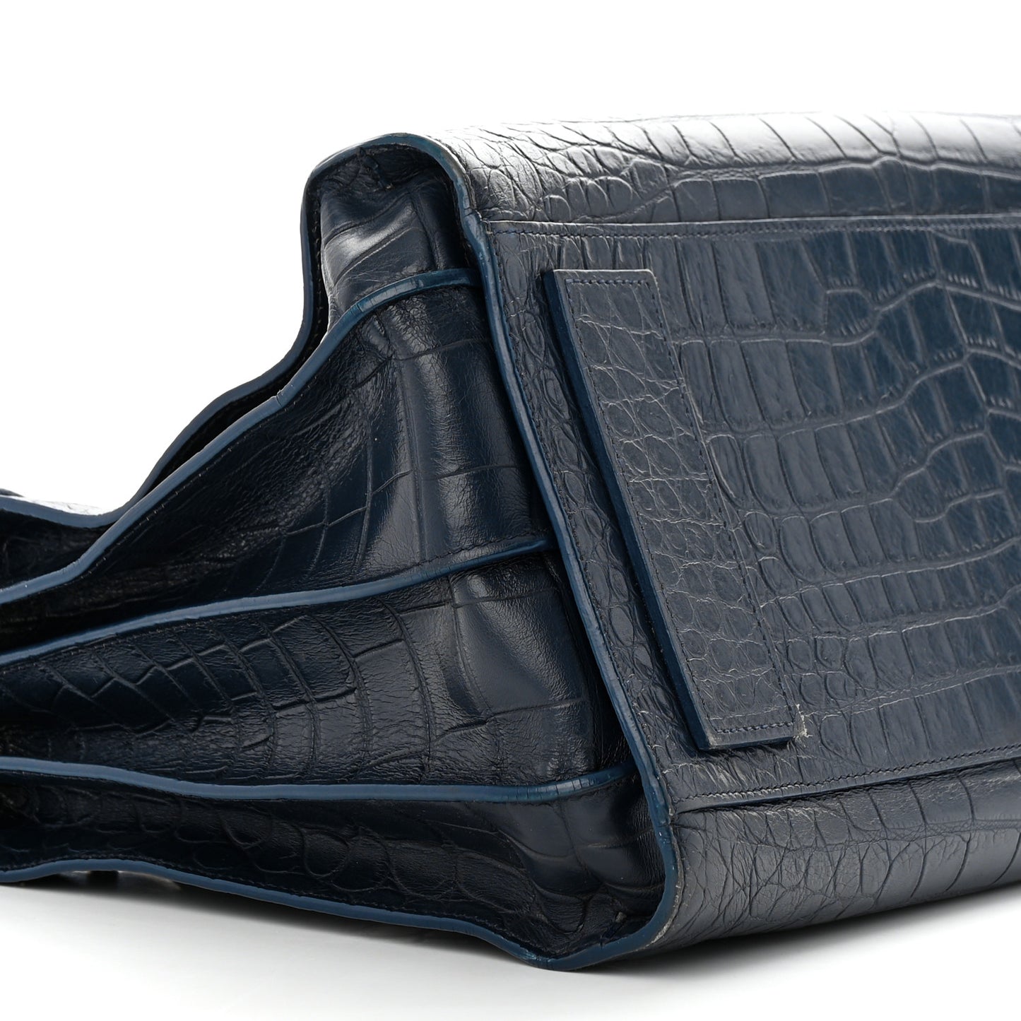 Calfskin Crocodile Embossed Medium Souple Sac De Jour Navy