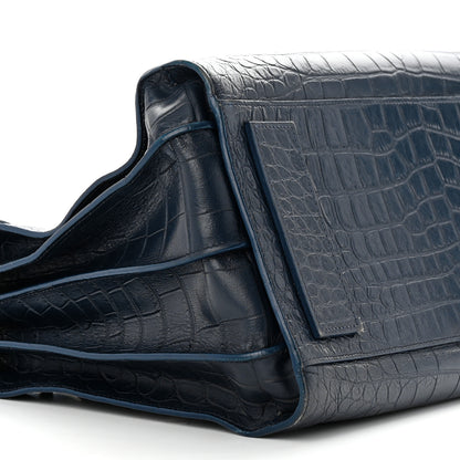 Saint Laurent Calfskin Crocodile Embossed Medium Souple Sac De Jour Navy 10 of 12